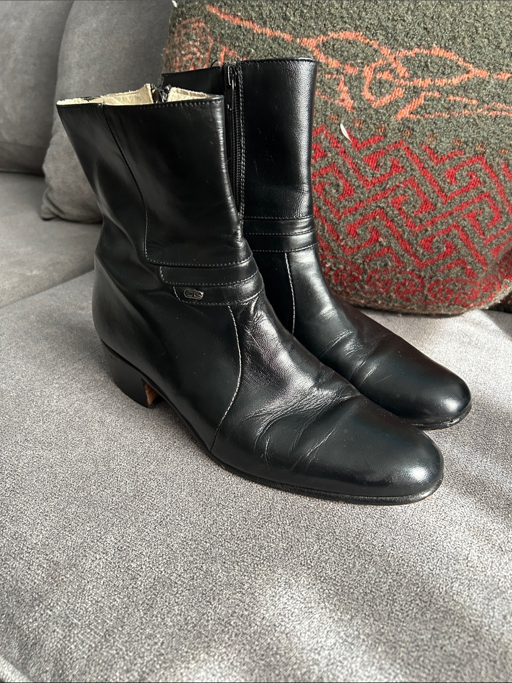 Black Leather Mid-Calf Boots - Men